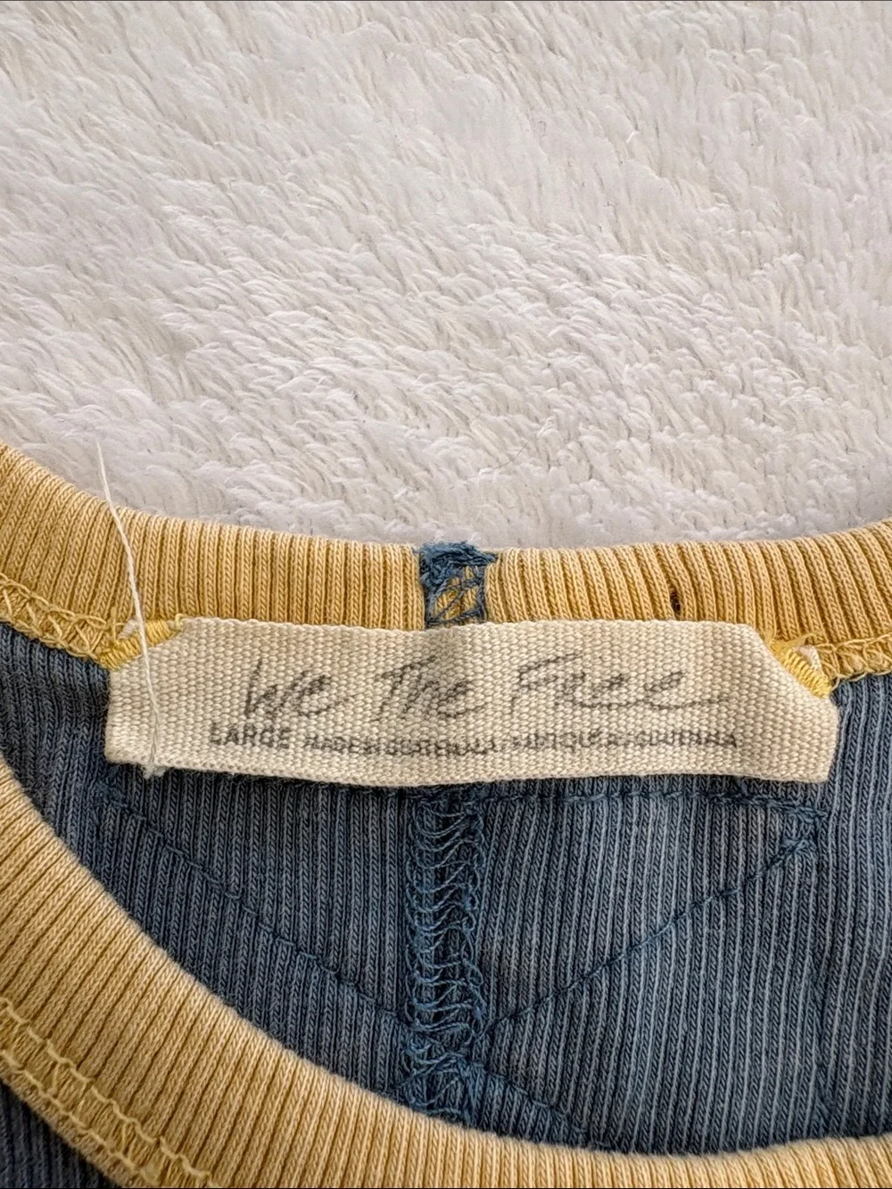 We the Free size large only 1 ringer Blue Tank Top with Yellow Trim - Picture 3 of 11